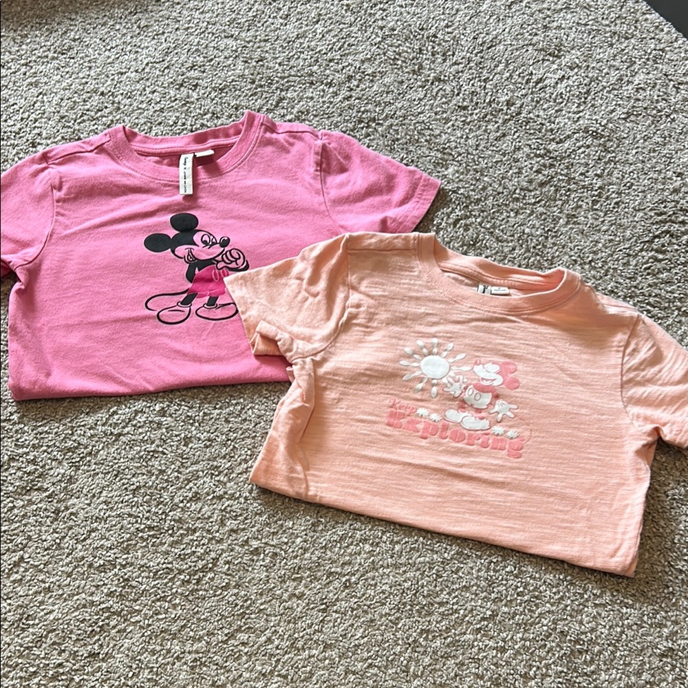 Disney with Janie and Jack Kids Pink and Peach Mickey Mouse T-Shirts